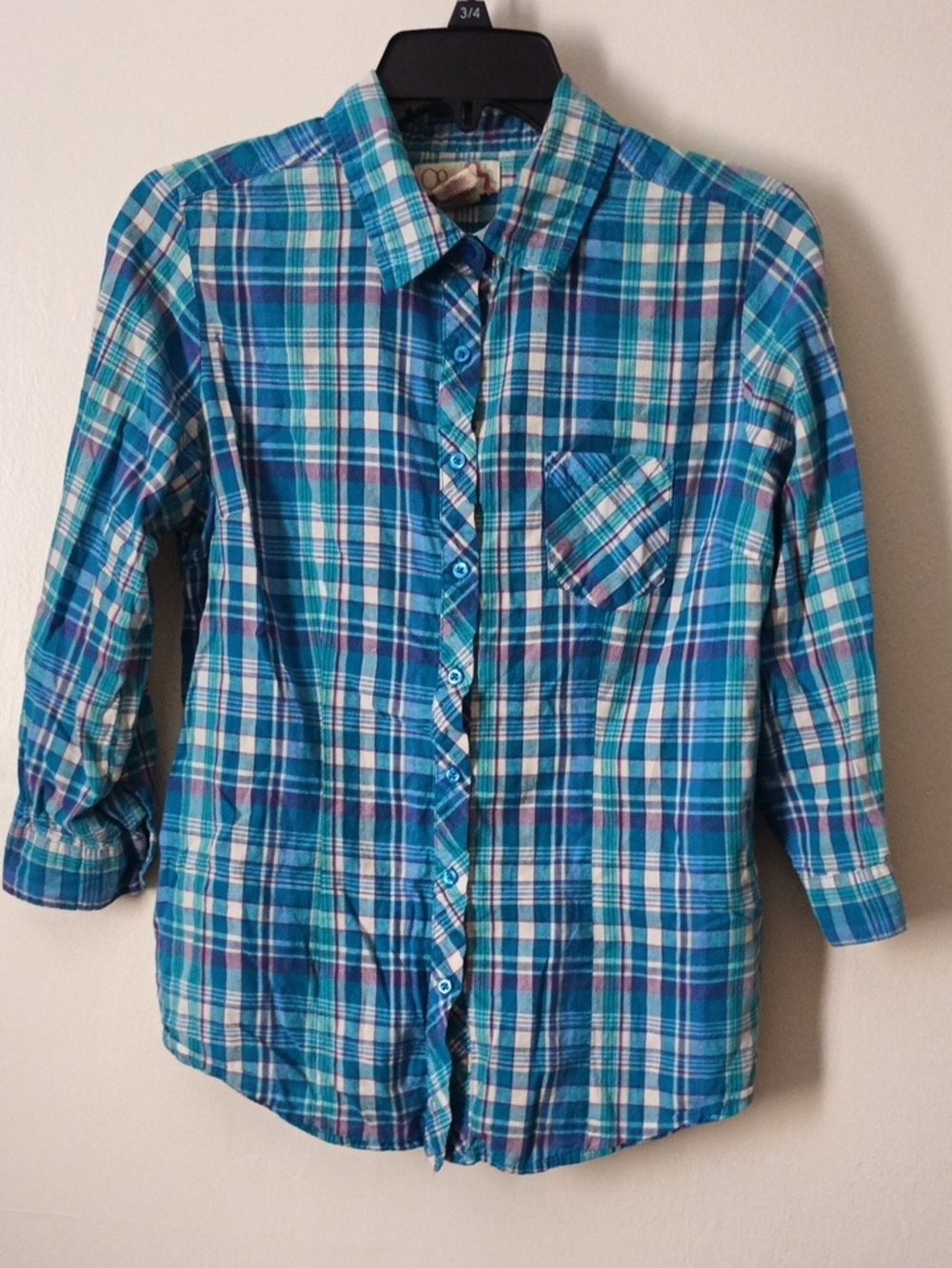 OP Teal & Blue Plaid Button-Down Shirt Junior